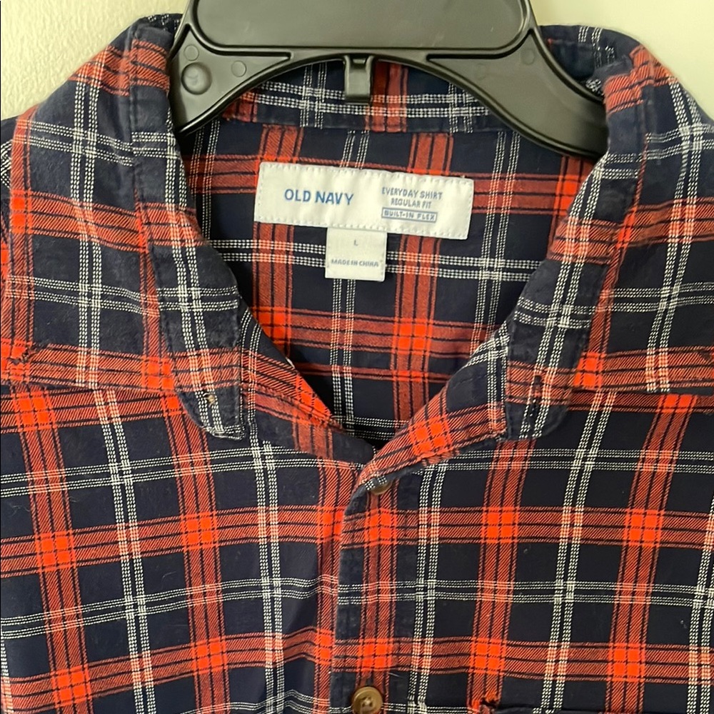 Old Navy Men's Plaid Shirt - Red and Blue